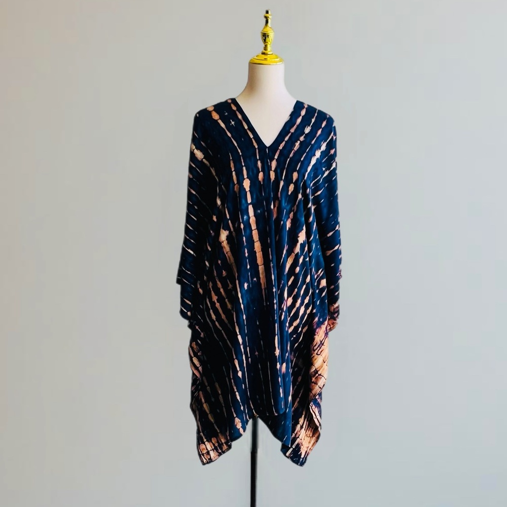 0028/ Indigo Blue Short kaftan, Mini caftan